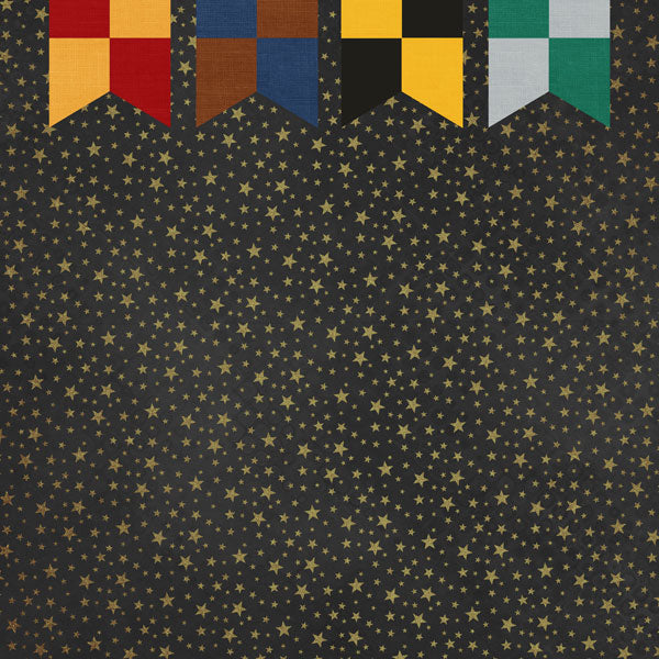 Wizarding World HOUSE BANNERS DS 12X12 Scrapbook Customs Sheet Scrapbooksrus