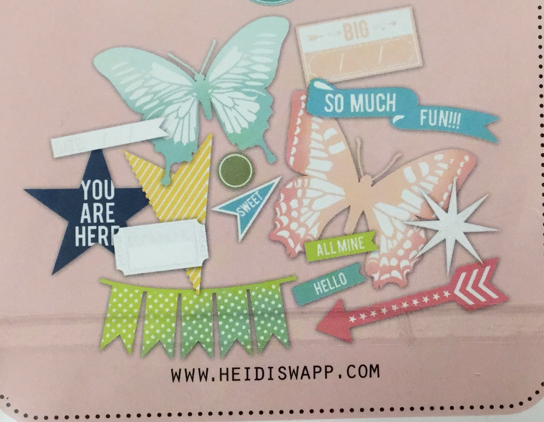 Pink Paislee Heidi Swapp BUTTERFLY Ephemera 90pc Scrapbooksrus