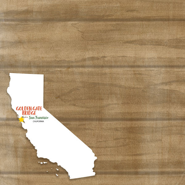 California GOLDEN GATE BRIDGE San Francisco Double Sided 12"X12" Scrapbook Paper Scrapbooksrus