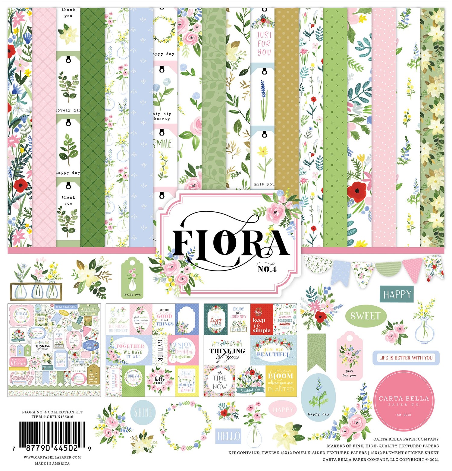 Carta Bella 12"x12" FLORA NO. 4 COLLECTION KIT 13pc Scrapbooksrus