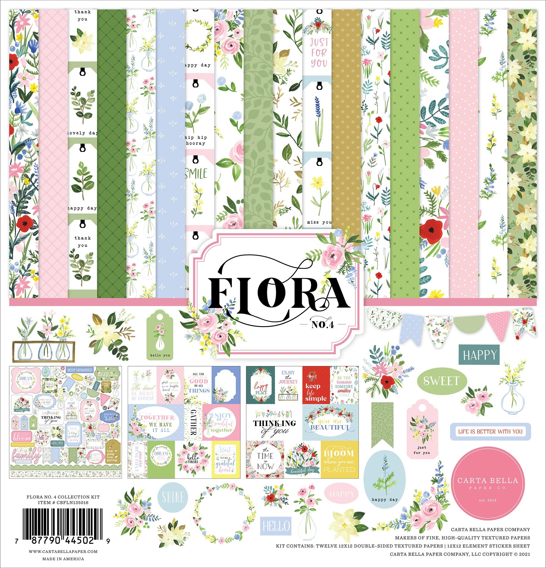 Carta Bella 12"x12" FLORA NO. 4 COLLECTION KIT 13pc Scrapbooksrus