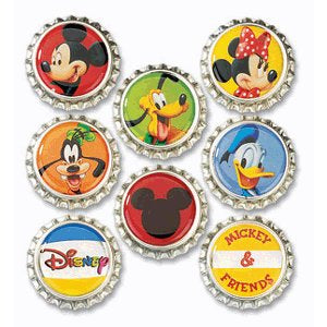 Disney Ek Success Mickey Bottle Caps Stickers 8pc
