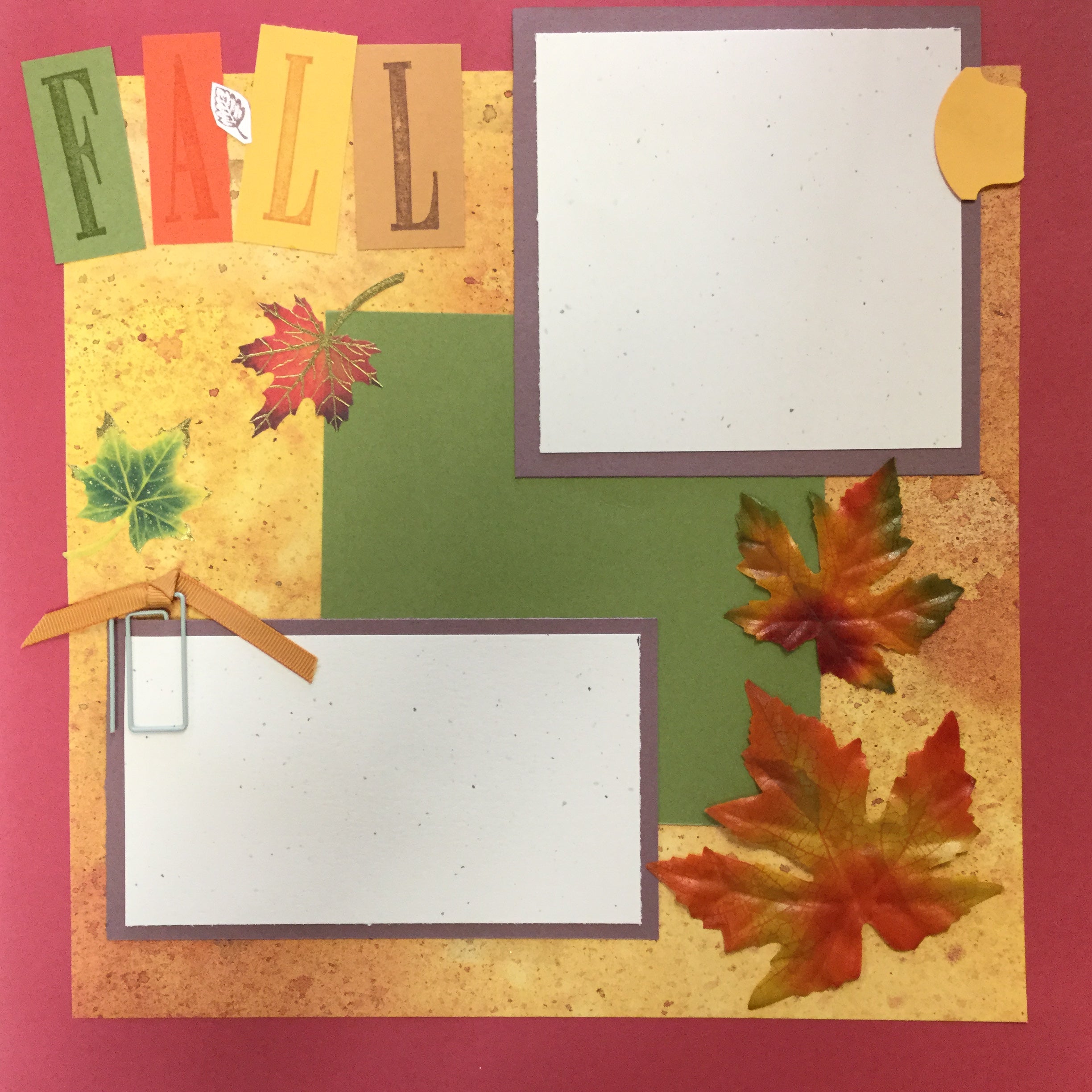 Premade Page FALL LEAVES AND TREES (2) 12X12 Scrapbook @Scrapbooksrus