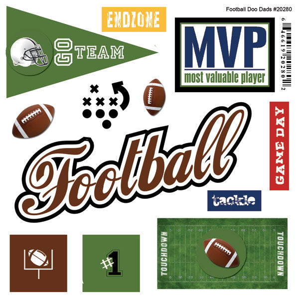 FOOTBALL Doo Dads Stickers 12pc Scrapbooksrus