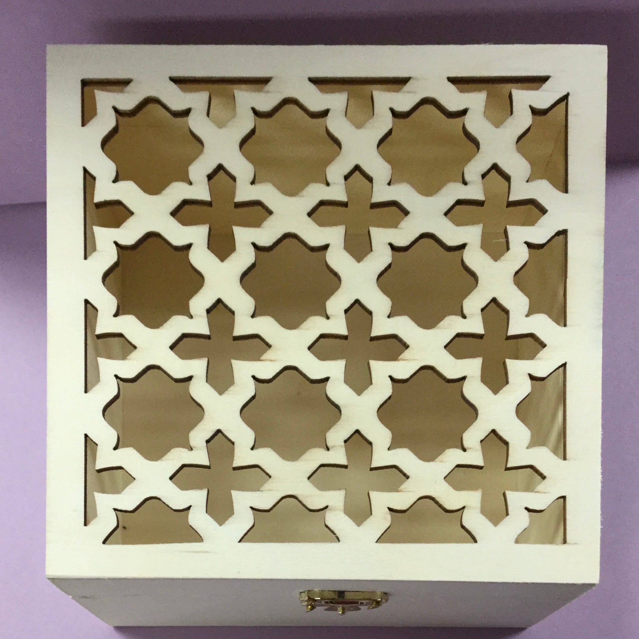 Darice Unfinished Wood Box SQUARE Laser Cut Top Scrapbooksrus