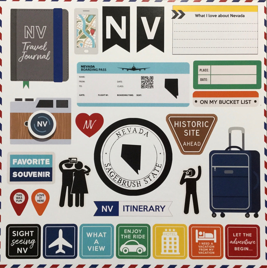 NEVADA POSTAGE CUT OUTS 12"X12" Scrapbook Paper Scrapbooksrus
