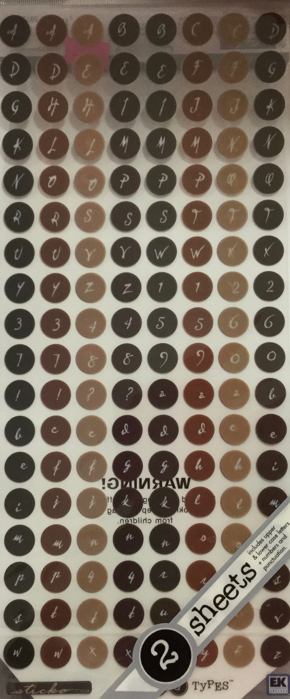 EK Sucess Sticko Tag Types CHOCOLATES Stickers Scrapbooksrus