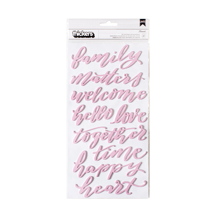 Pebbles Jen Hadfield HANNAH Foil and Foam Phrase Stickers Scrapbooksrus