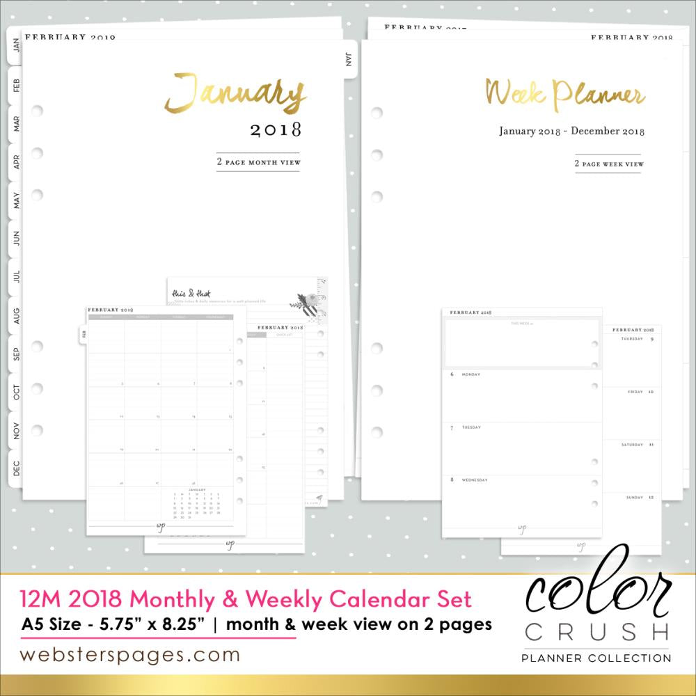 Webster’s Pages Color Crush Planner A5 DATED CALENDAR 2018