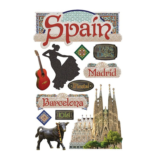 Travel Paper House SPAIN 3D Stickers 12pc Scrapbooksrus