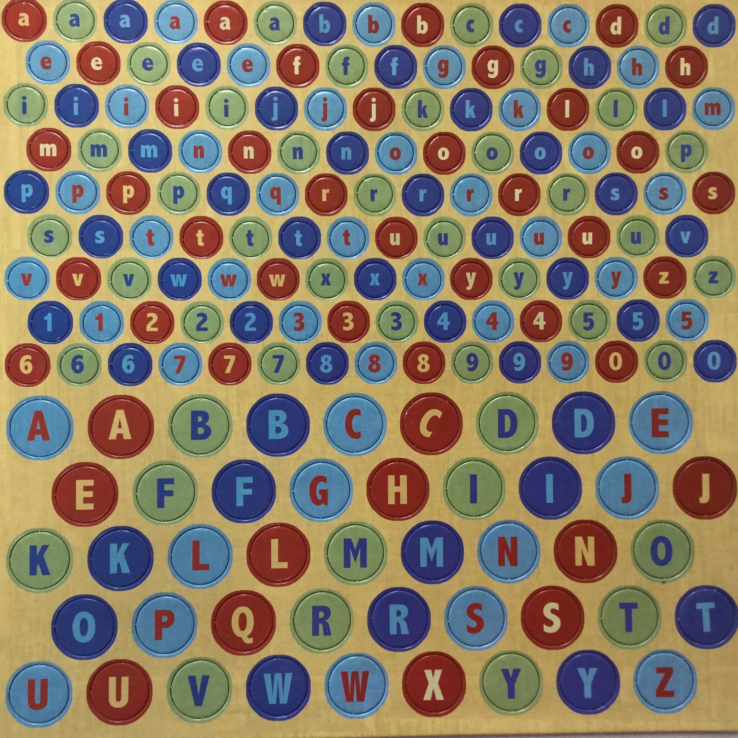 Red & Blue Round Chipboard Upper & Lowercase Alphabets 12” x 12” Sheet Scrapbooksrus