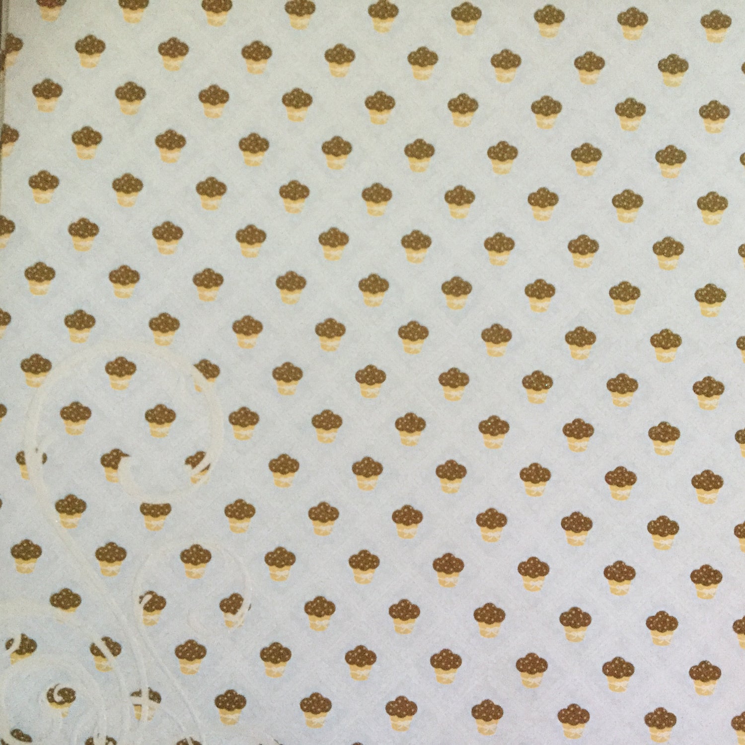 DCWV Sweet Cupcakes BLUE GLITTER 12”x12” Scrapbook Paper Scr