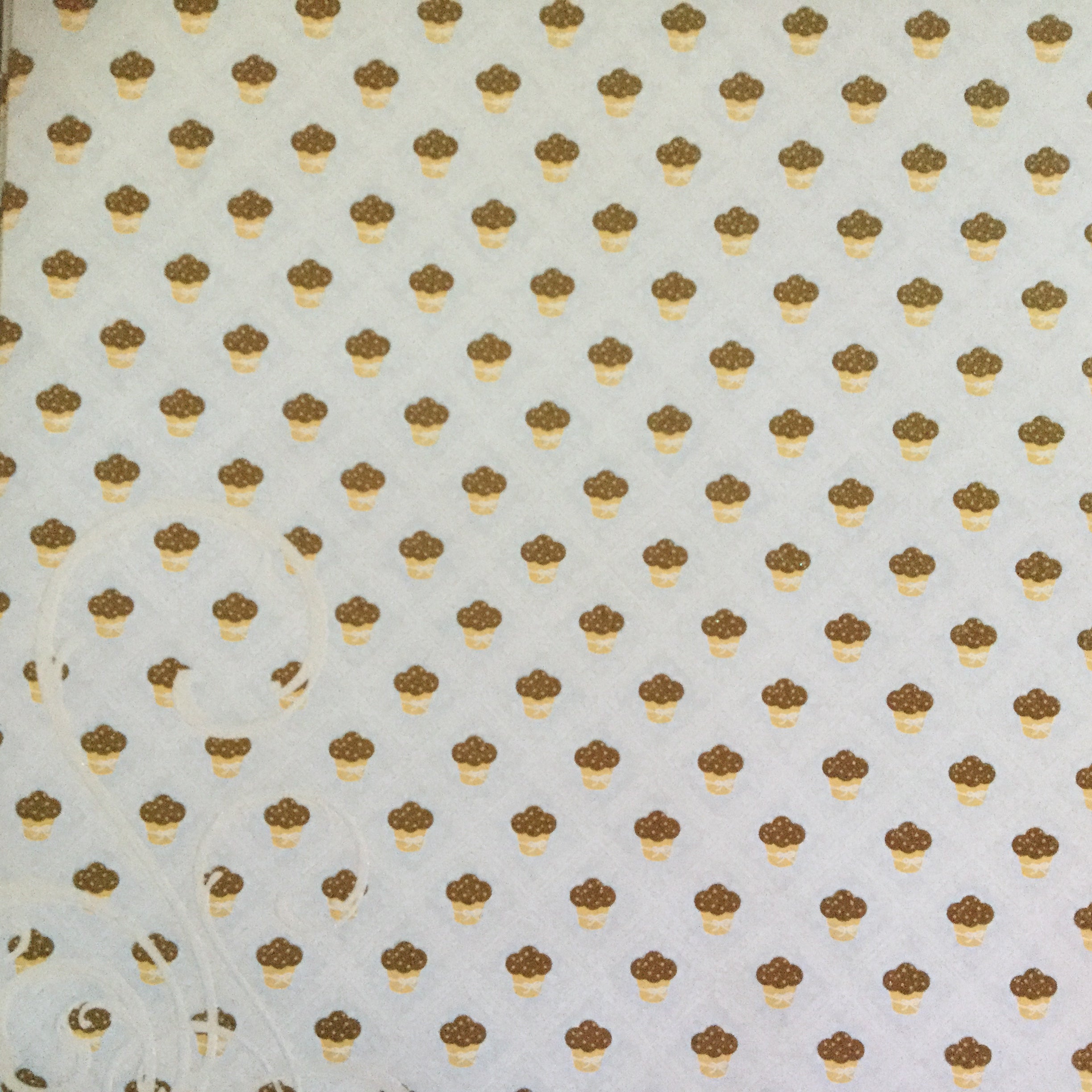 DCWV Sweet Cupcakes BLUE GLITTER 12”x12” Scrapbook Paper Scr