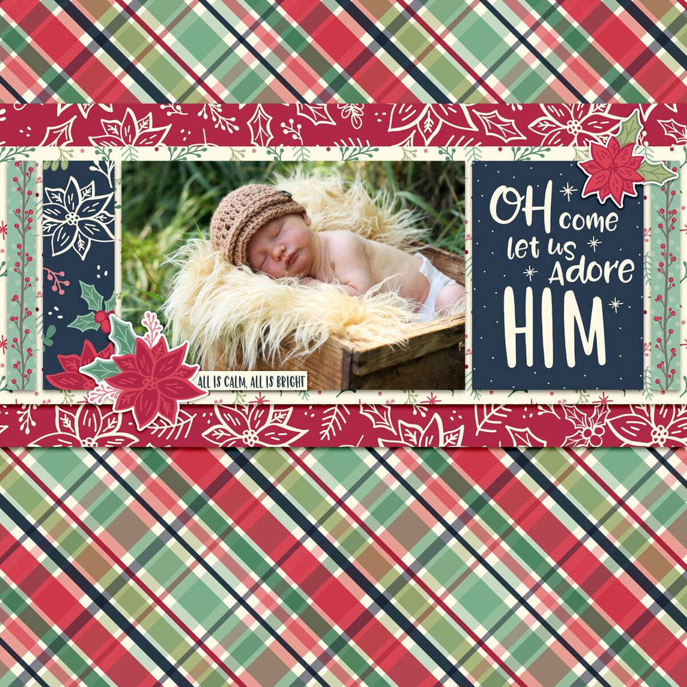 Simple Stories Peace On Earth ALL IS CALM 12x12 Scrapbook Paper Scrapbooksrus