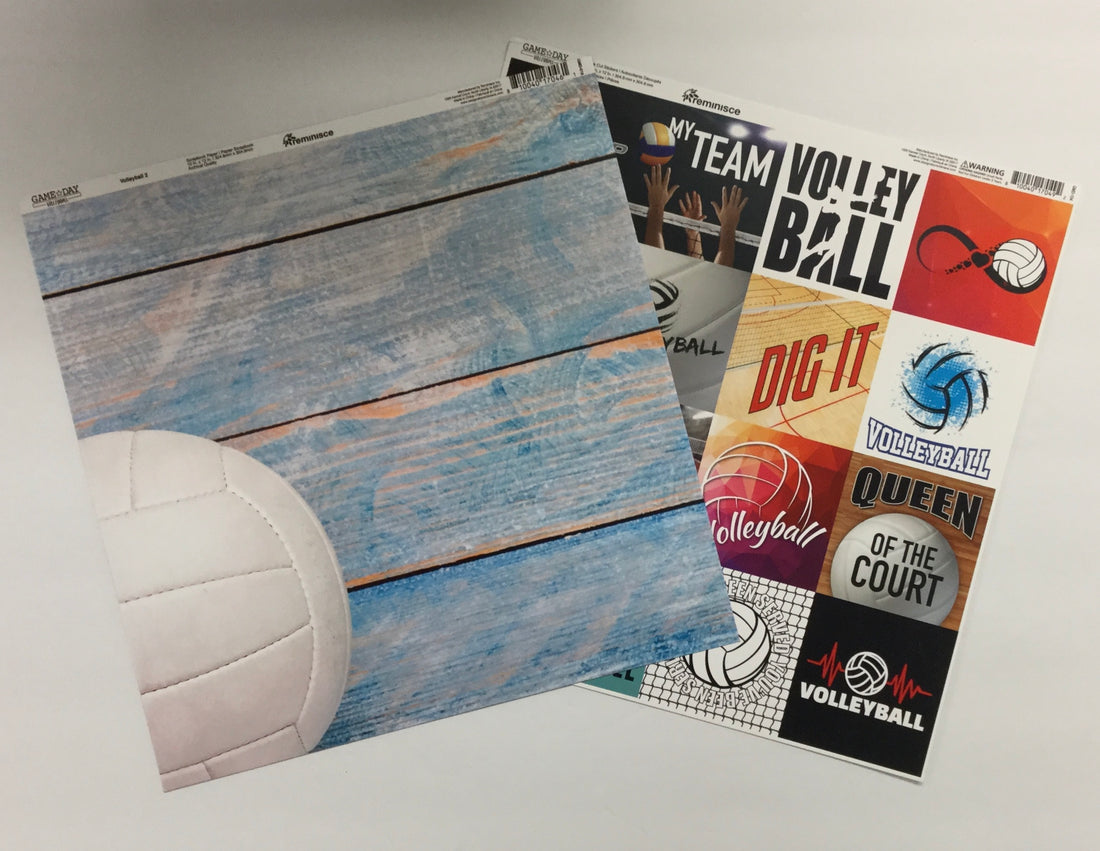 Reminisce Game Day VOLLEYBALL Paper Pack 2pc Scrapbooksrus