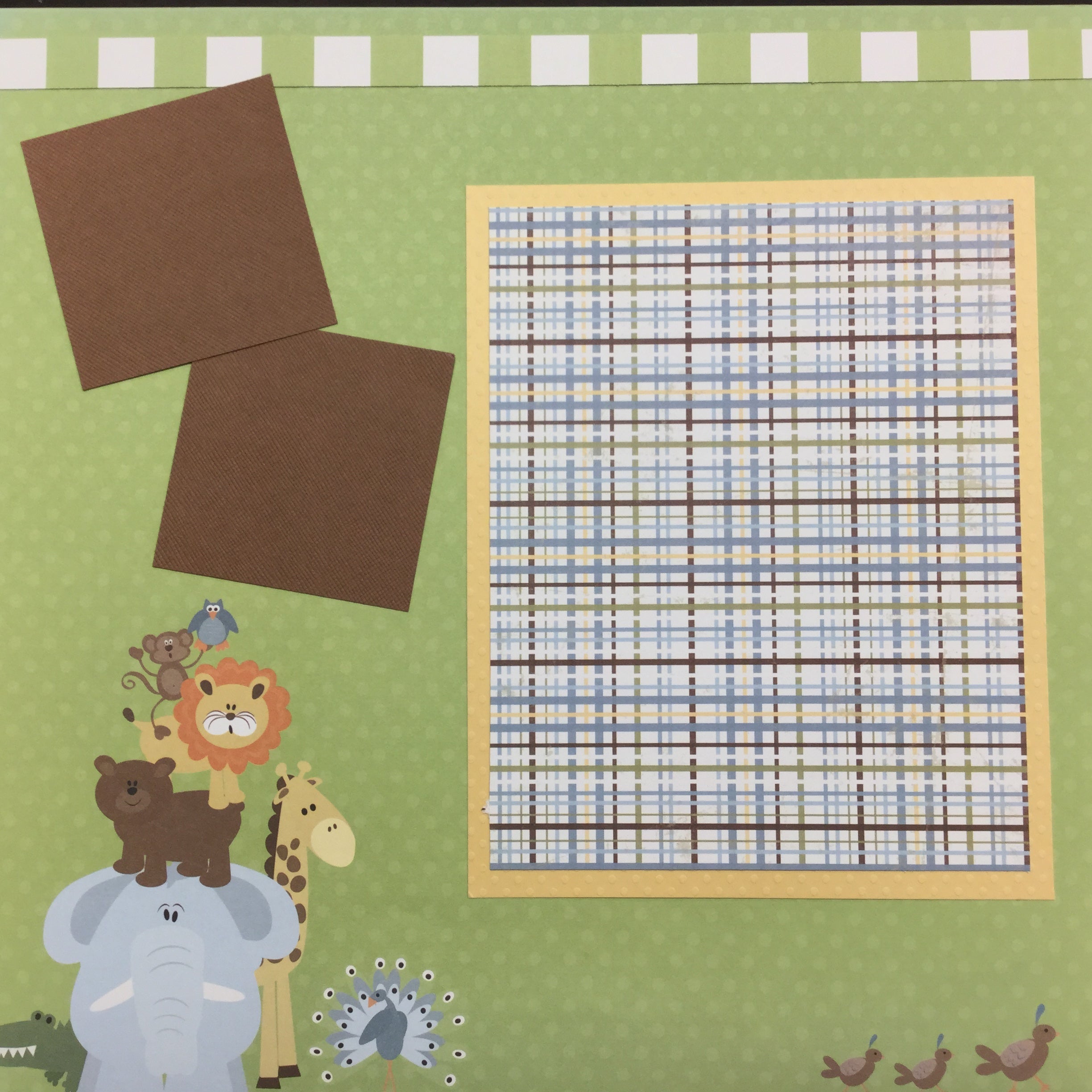 Premade BABY ANIMALS (2) 12”X12” Scrapbook Pages Scrapbooksrus