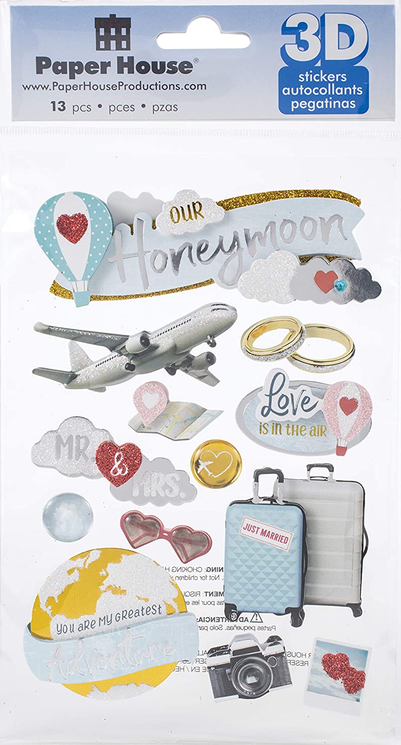 Paper House OUR HONEYMOON 3D Stickers 13pc Scrapbooksrus