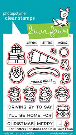 Lawn Fawn CAR CRITTERS CHRISTMAS ADD-ON Clear Stamps