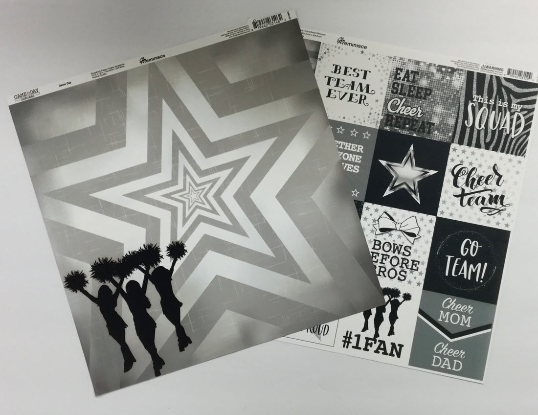 Reminisce Game Day CHEERLEADING Paper Pack 2pc Scrapbooksrus