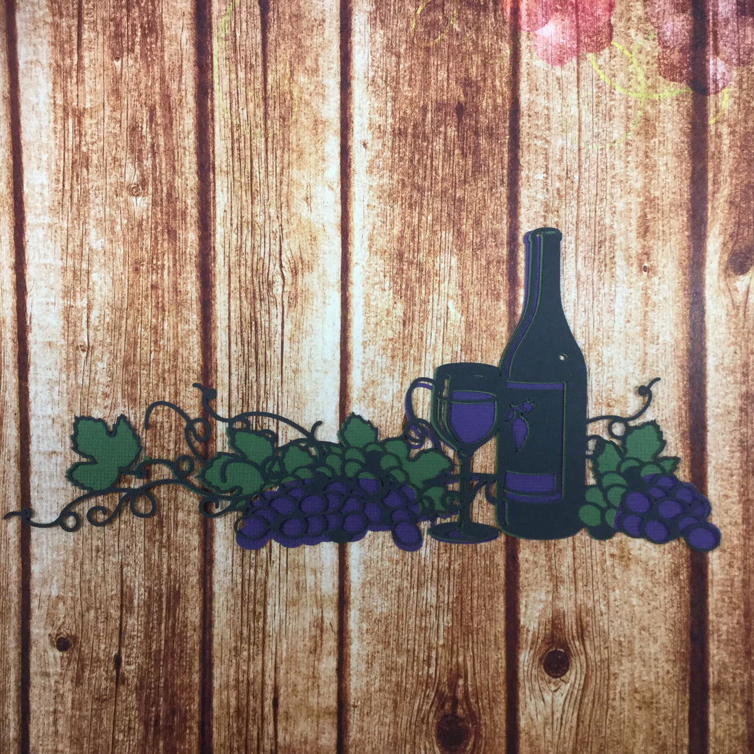 WINE BOTTLE WITH GRAPES Custom Winery Scrapbook Die Cut Scrapbooksrus