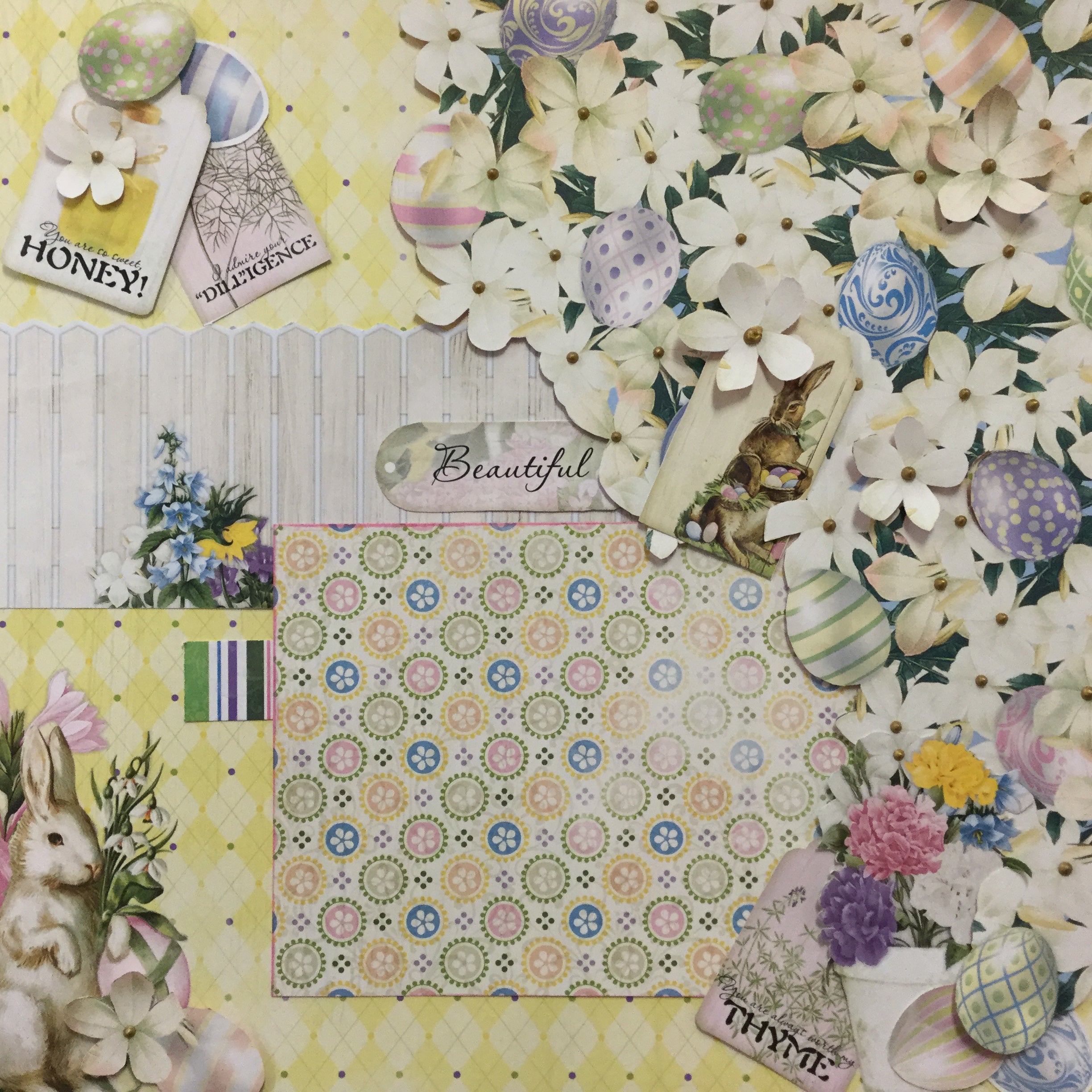 Bo Bunny BEAUTIFUL COTTONTAIL Single Layout Page Kit Scrapbooksrus