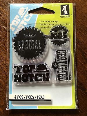 Inkadinkado QUALITY IS PRIORITY Clear Mini Stamps 4pc Scrapbooksrus