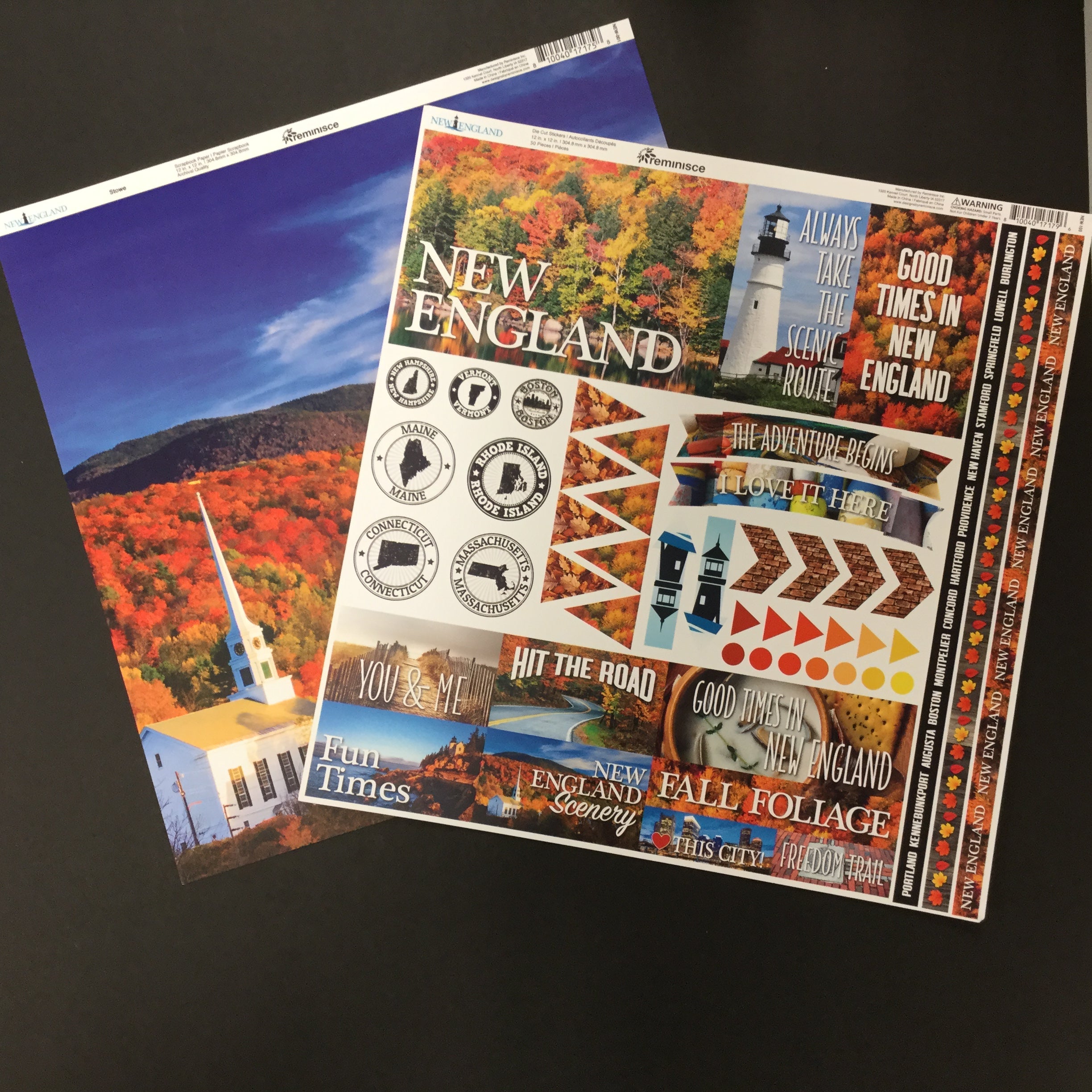 Reminisce NEW ENGLAND Paper Pack 2pc Scrapbooksrus