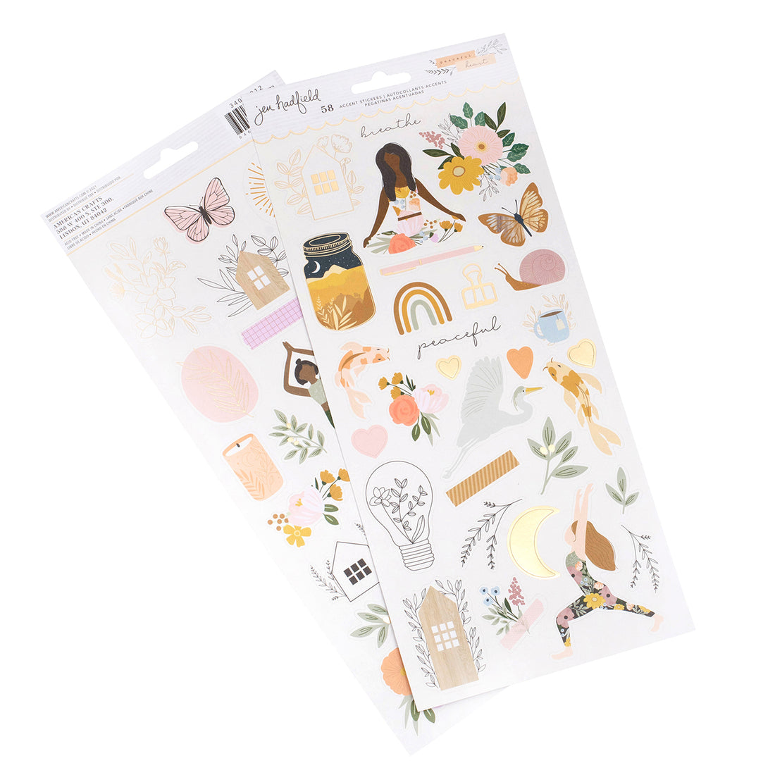 American Crafts Jen Hadfield PEACEFUL HEART Accent Stickers 58pc Scrapbooksrus