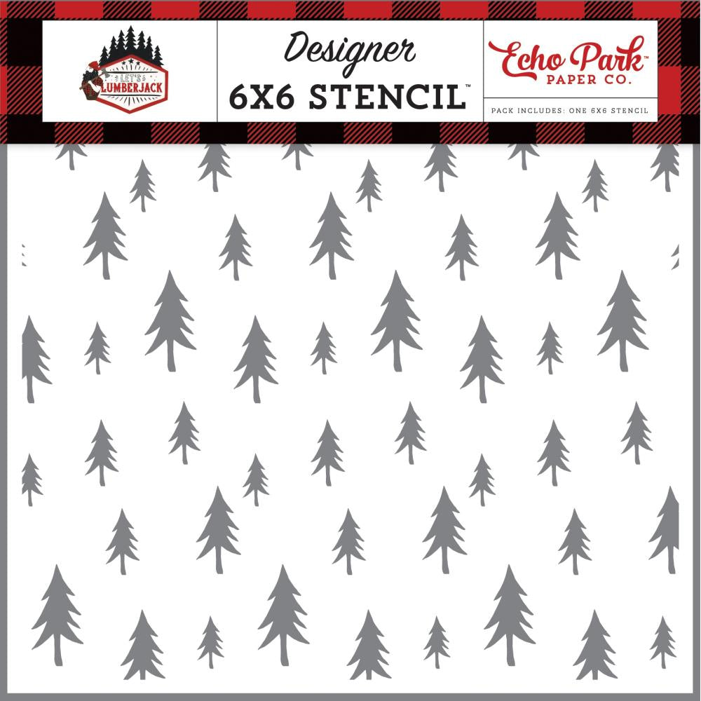 Echo Park Let’s Lumberjack 6"X6" FOREST TREES Stencil 1pc Scrapbooksrus