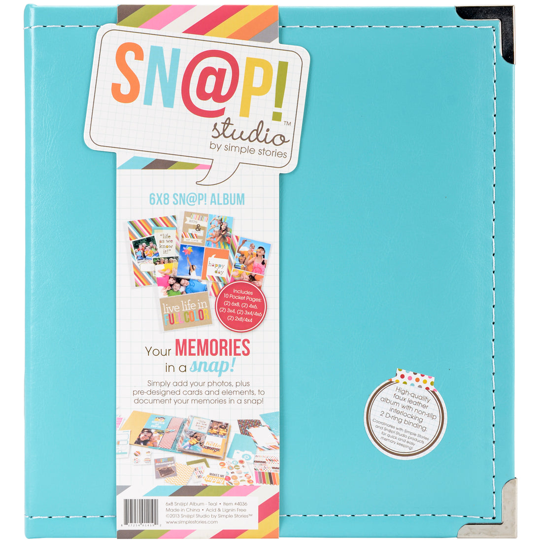 Sn@p Studios by Simple Stories 6”X8” Sn@p Album TEAL Scrapbooksrus