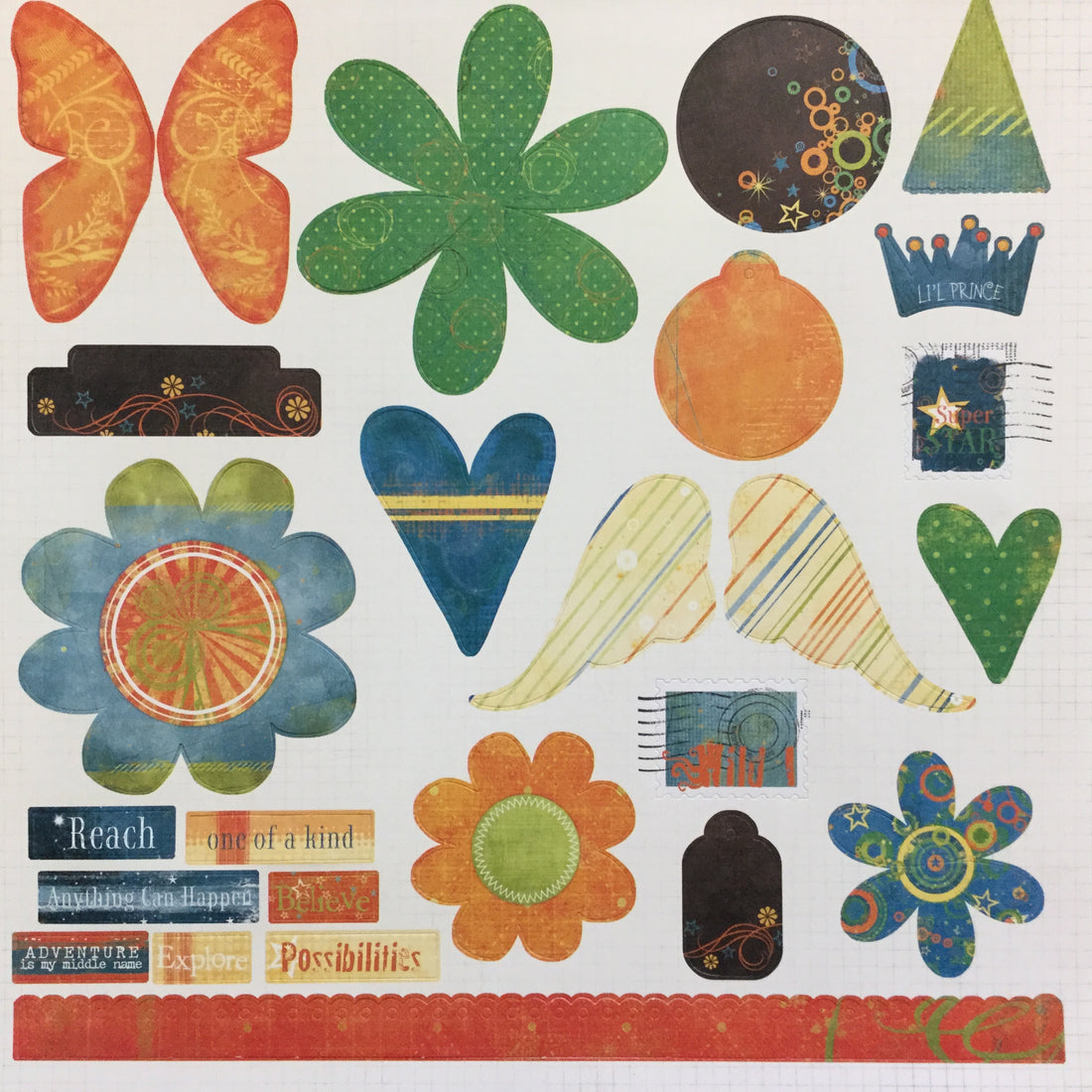 Fancy Pants About A Boy TITLES AND TAGS 12"X12" DieCut Sheet Scrapbooksrus