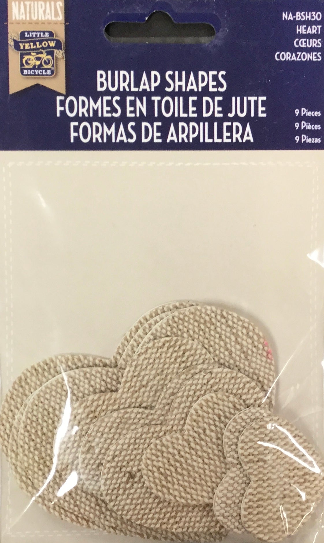 Little Yellow Bicycle Naturals HEART Burlap Stickers 9 pc Scrapbooksrus