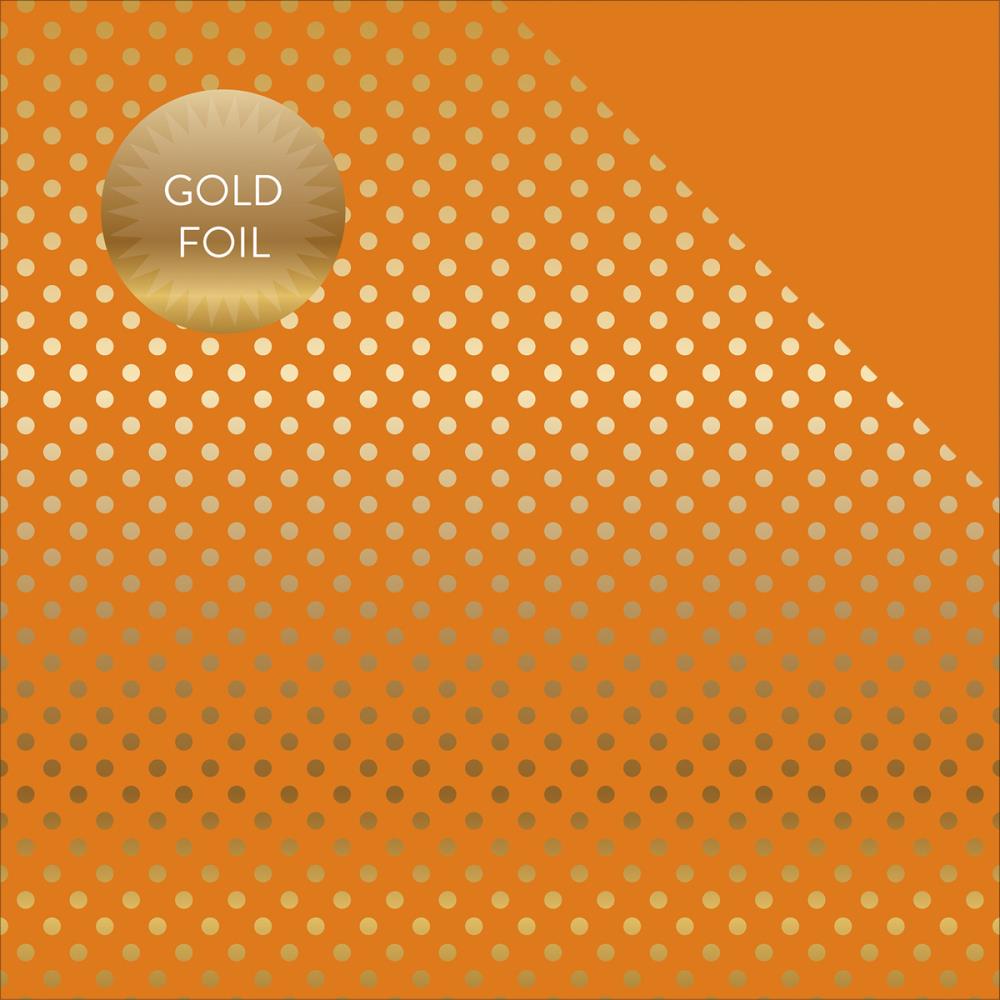 Echo Park Dots & Stripes GOLD FOIL ORANGE 12"x12" Paper Scrapbooksrus