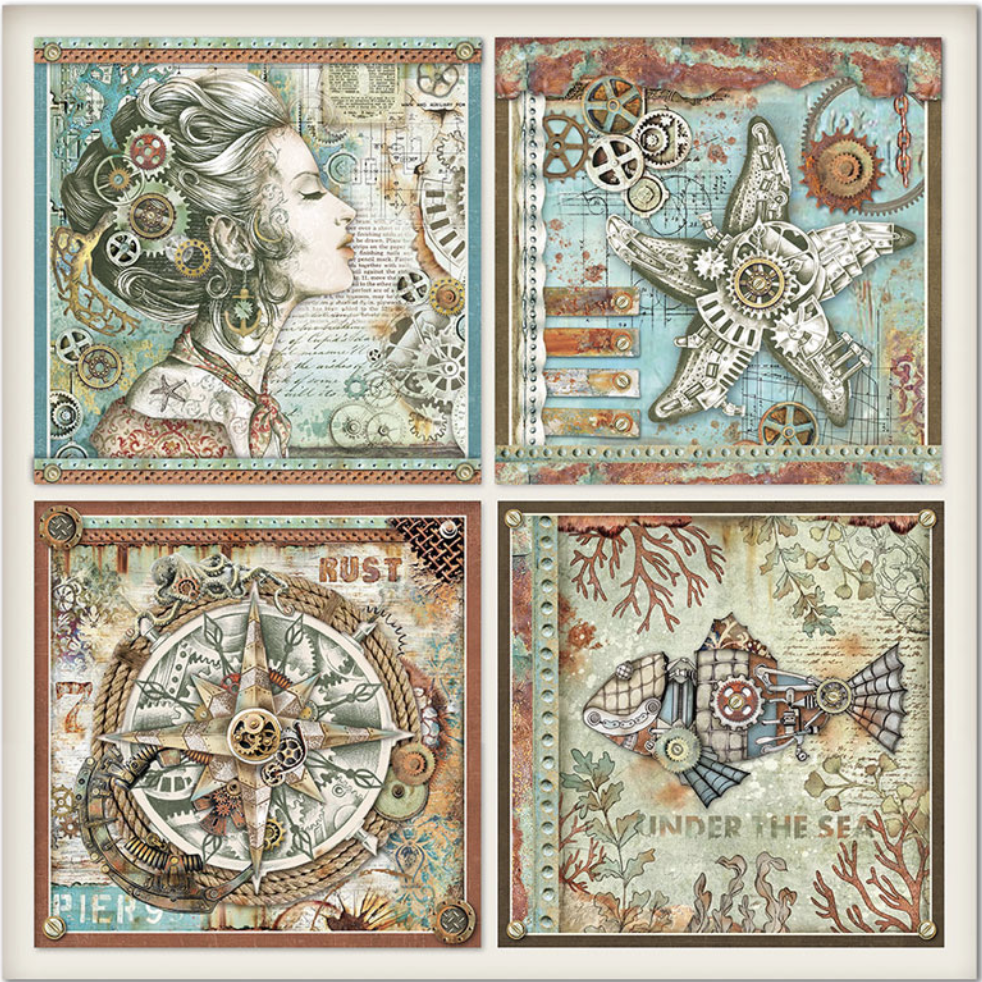 Stamperia MECHANICAL SEA WORLD 12"X12" Paper Pad Scrapbooksrus