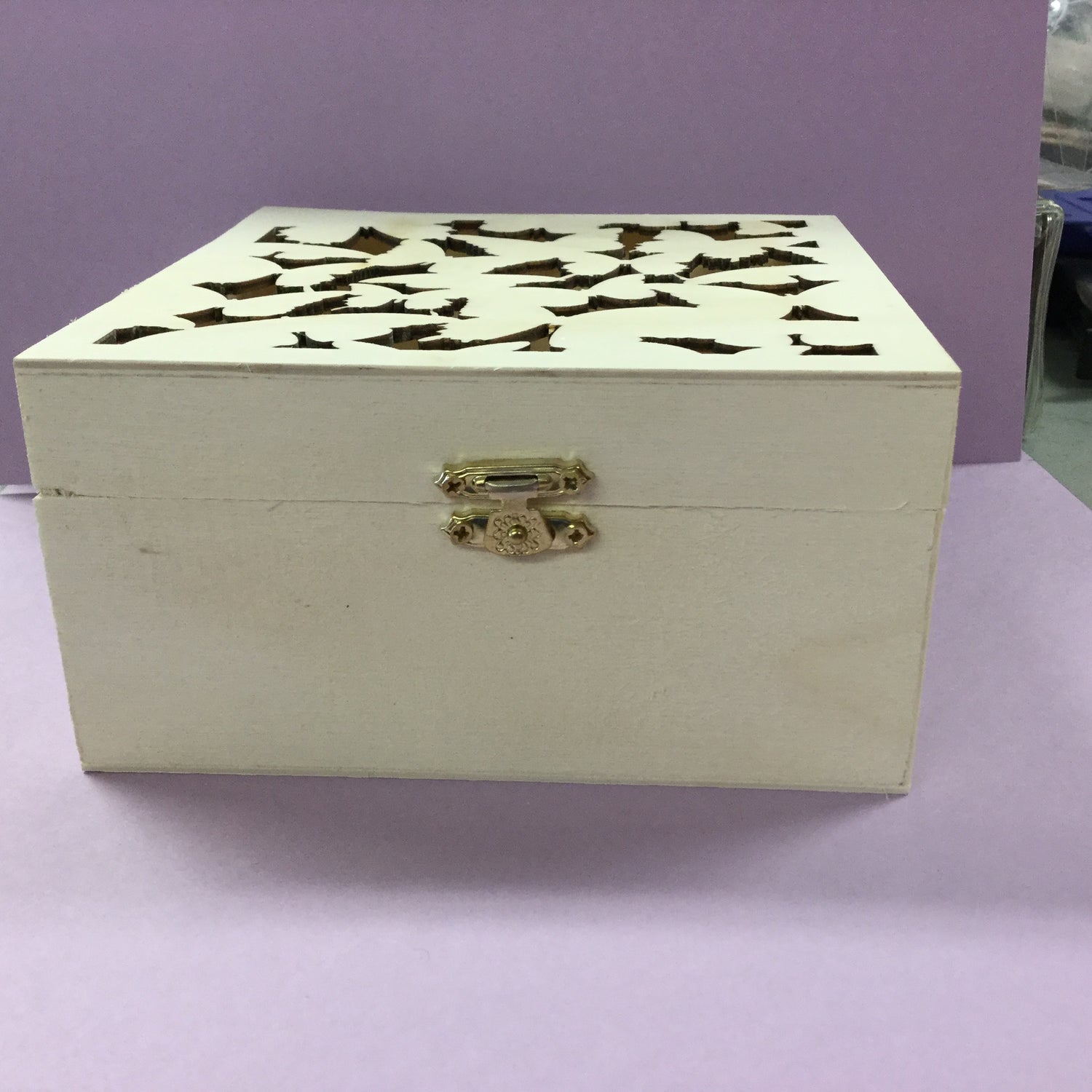 Darice Unfinished Wood Box SQUARE Laser Cut Top Scrapbooksrus