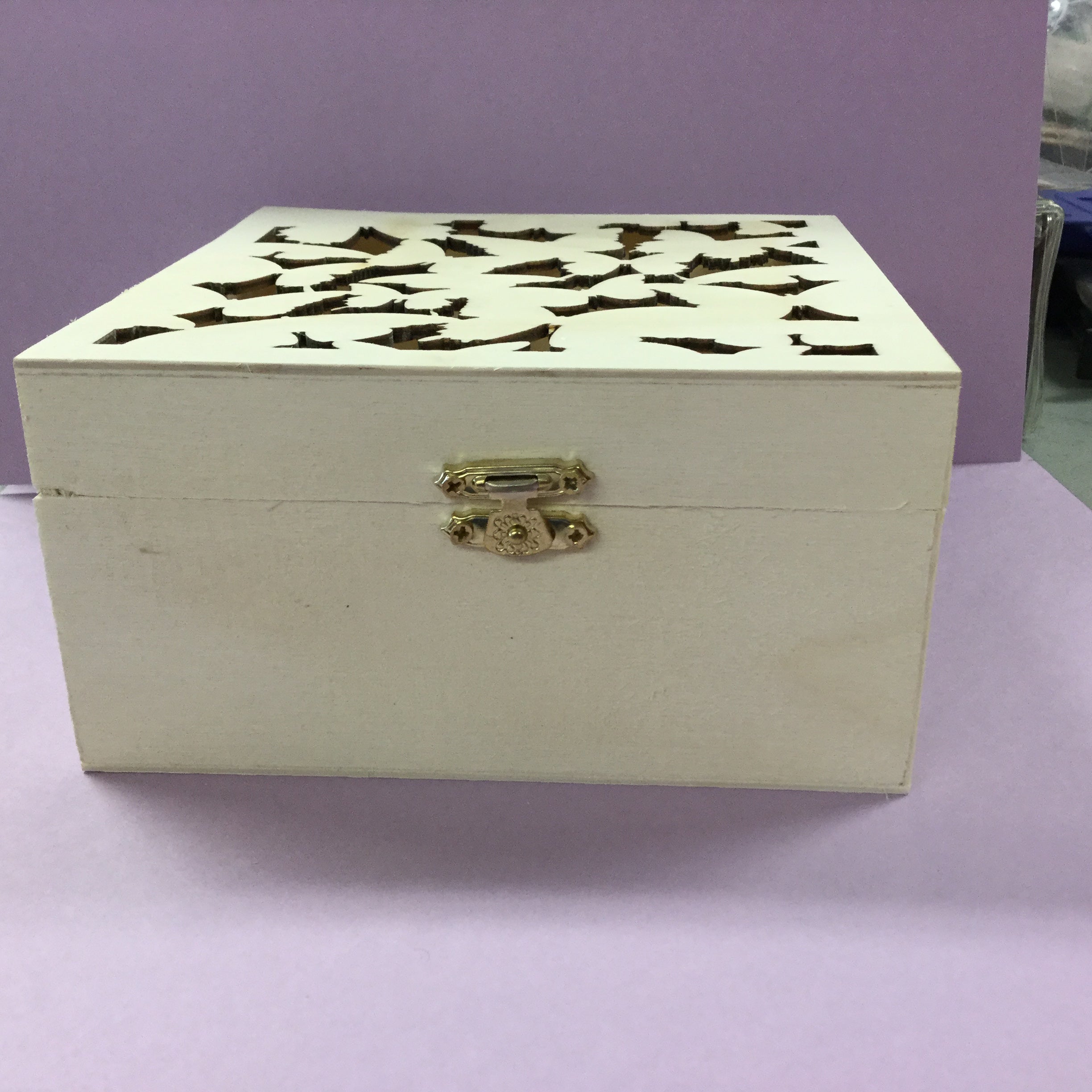 Darice Unfinished Wood Box SQUARE Laser Cut Top Scrapbooksrus