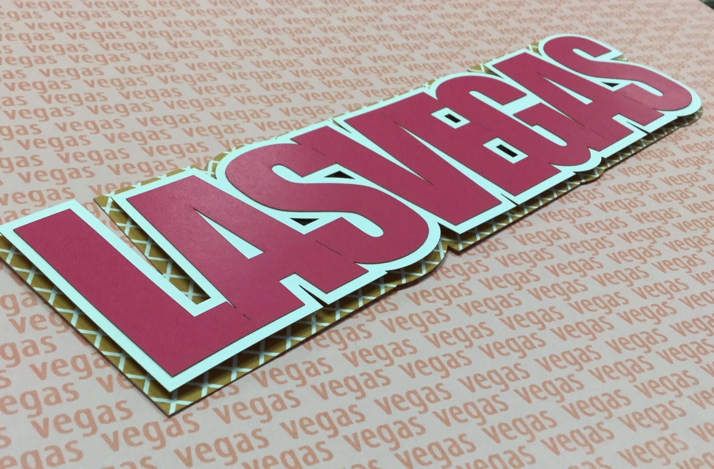 Laurel Leaf LAS VEGAS Travel Laser Cuts 3"X9" 1pc LV Hot Pink Scrapbooksrus