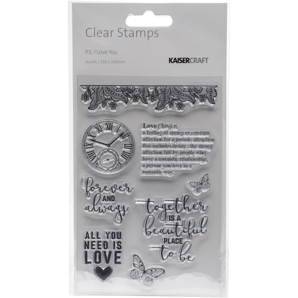 KaiserCraft P.S. I LOVE YOU Clear Acrylic Stamps 8pc
