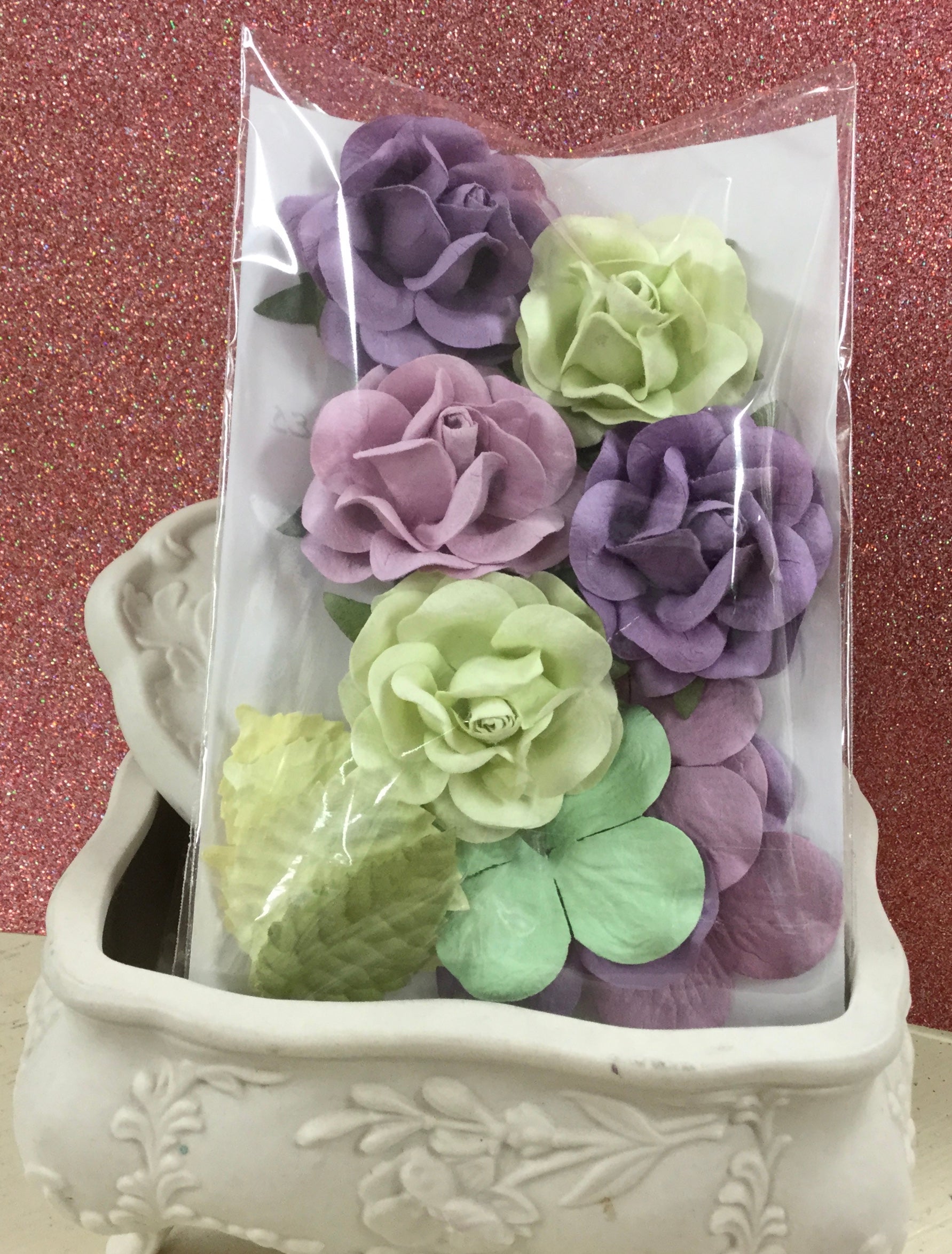 Sweet Roses Flowers and Leaves 15pc Scrapbooksrus