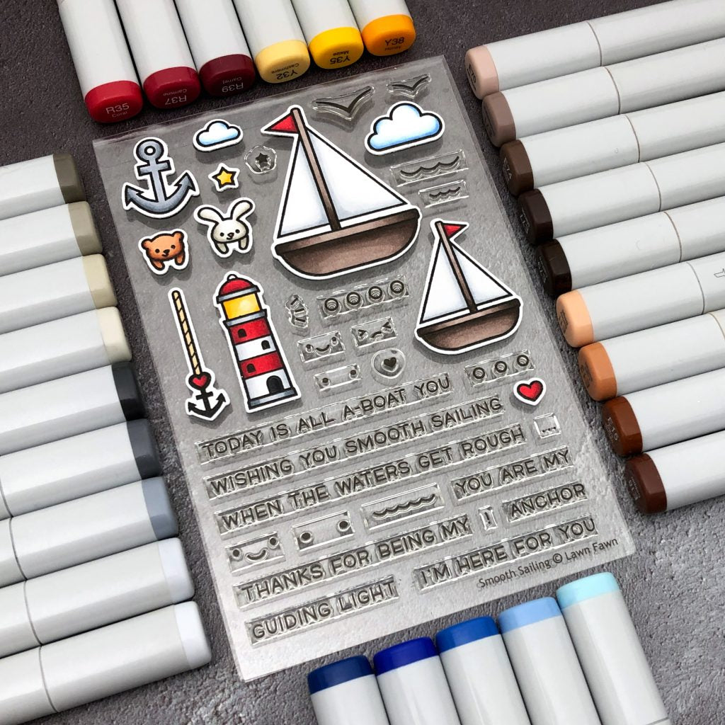 Lawn Fawn SMOOTH SAILING Clear Stamps 36 pc Scrapbooksrus