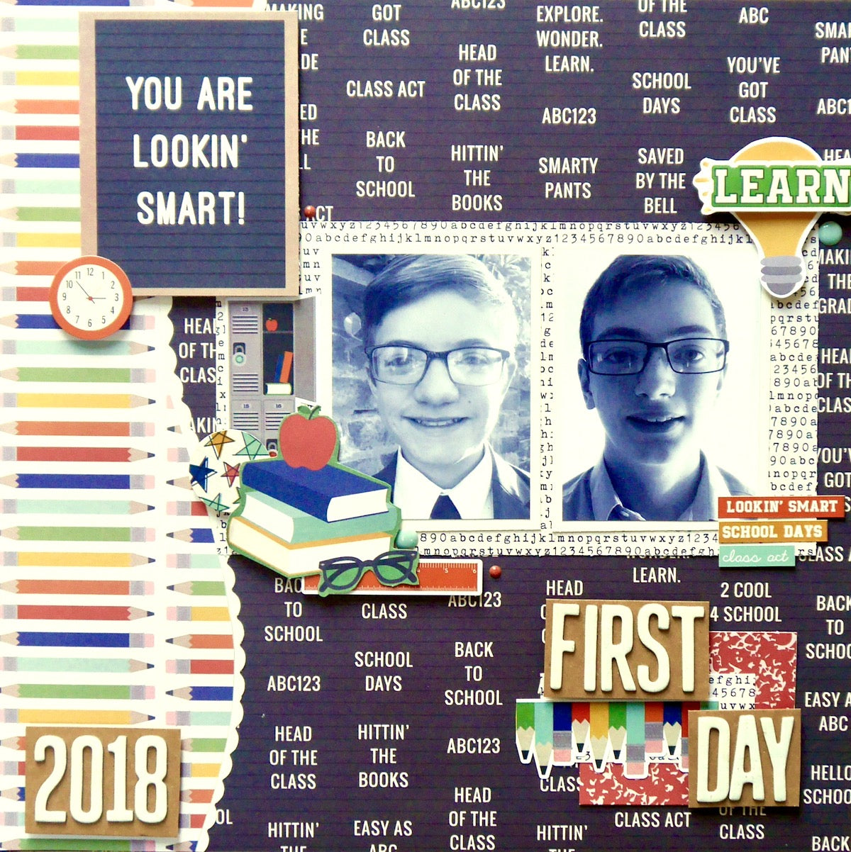 Simple Stories School Rocks! 4x4 ELEMENTS 12x12 Scrapbook Paper Scrapbooksrus