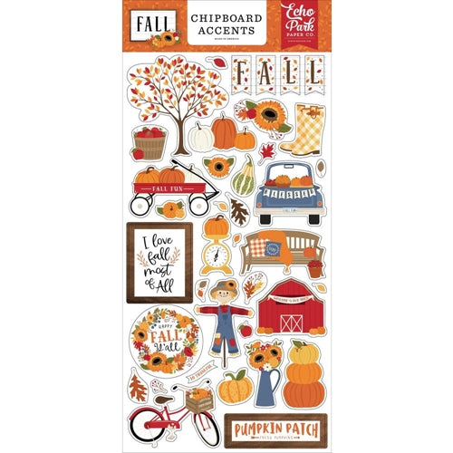 Echo Park 6"x12" FALL CHIPBOARD Accents Stickers Scrapbooksrus