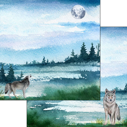 Scrapbook Customs WOLF DS Watercolor 12"X12" Paper Scrapbooksrus