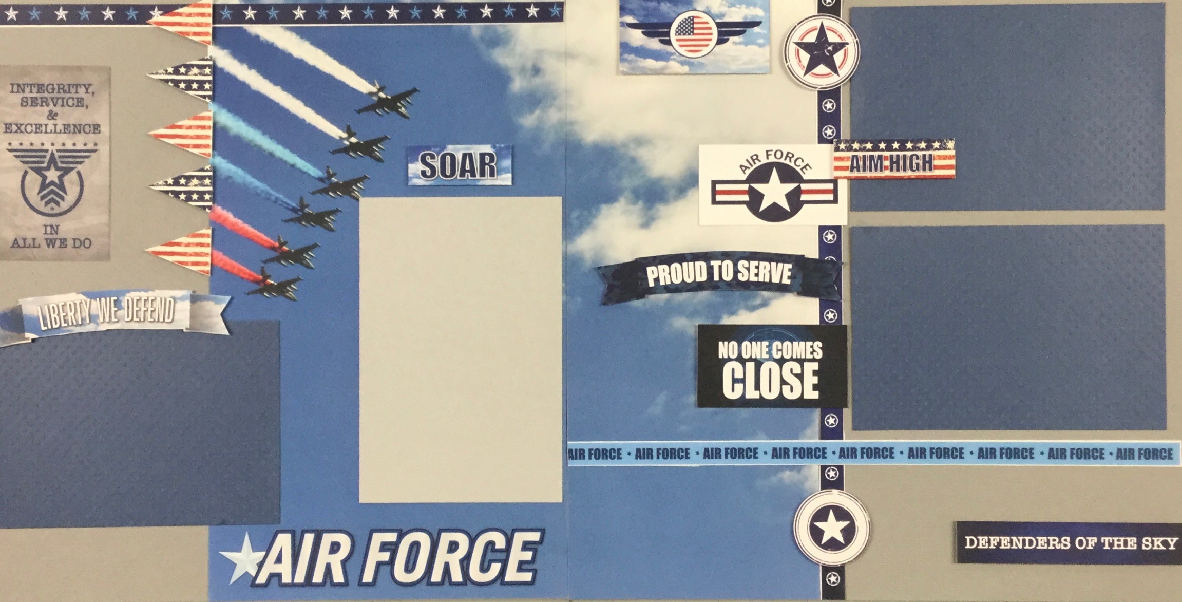 Premade Page (2) 12X12 AIR FORCE Scrapbook @Scrapbooksrus Scrapbooksrus