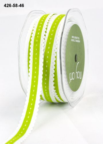 May Arts 5/8" Grosgrain SCALLOP EDGE STITCH RIBBON 1 yard yd - Scrapbook Kyandyland