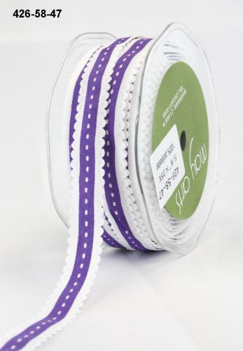 May Arts 5/8" Grosgrain SCALLOP EDGE STITCH RIBBON 1 yard yd - Scrapbook Kyandyland