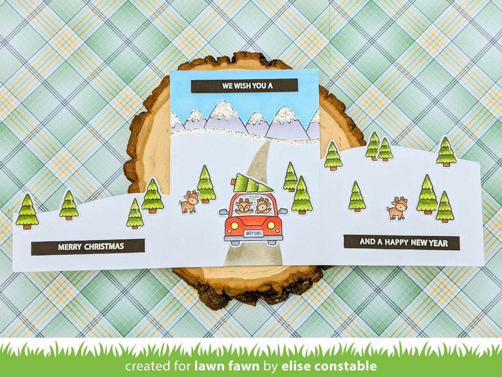 Lawn Fawn OVER THE MOUNTAIN BORDERS Clear Stamps 7pc Scrapbooksrus