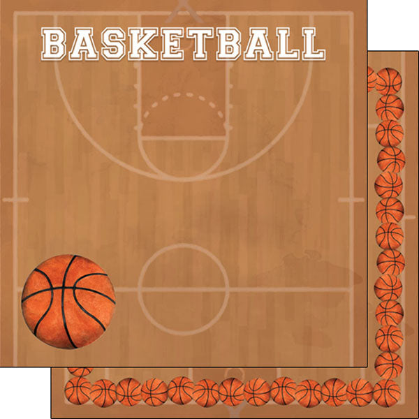 BASKETBALL Watercolor DS 12X12 Scrapbook Sheet Scrapbooksrus