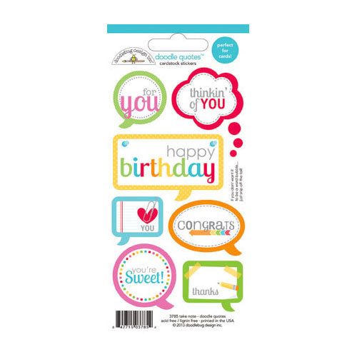 Doodlebug TAKE NOTE Doodle Quotes Stickers Scrapbooksrus