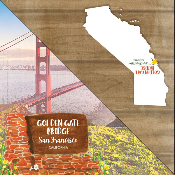 California GOLDEN GATE BRIDGE San Francisco Double Sided 12&quot;X12&quot; Scrapbook Paper Scrapbooksrus 